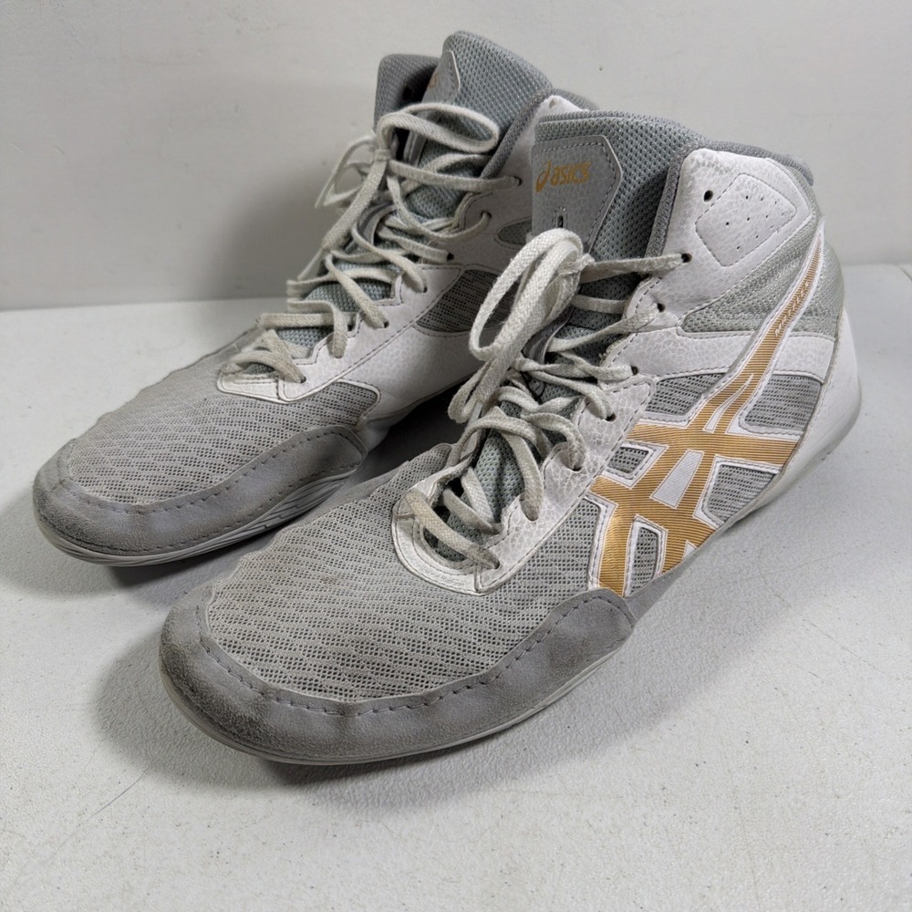 Asics Matflex 6 Men's Size 12 Wrestling Shoes Glacier Grey White Gold 1081A021